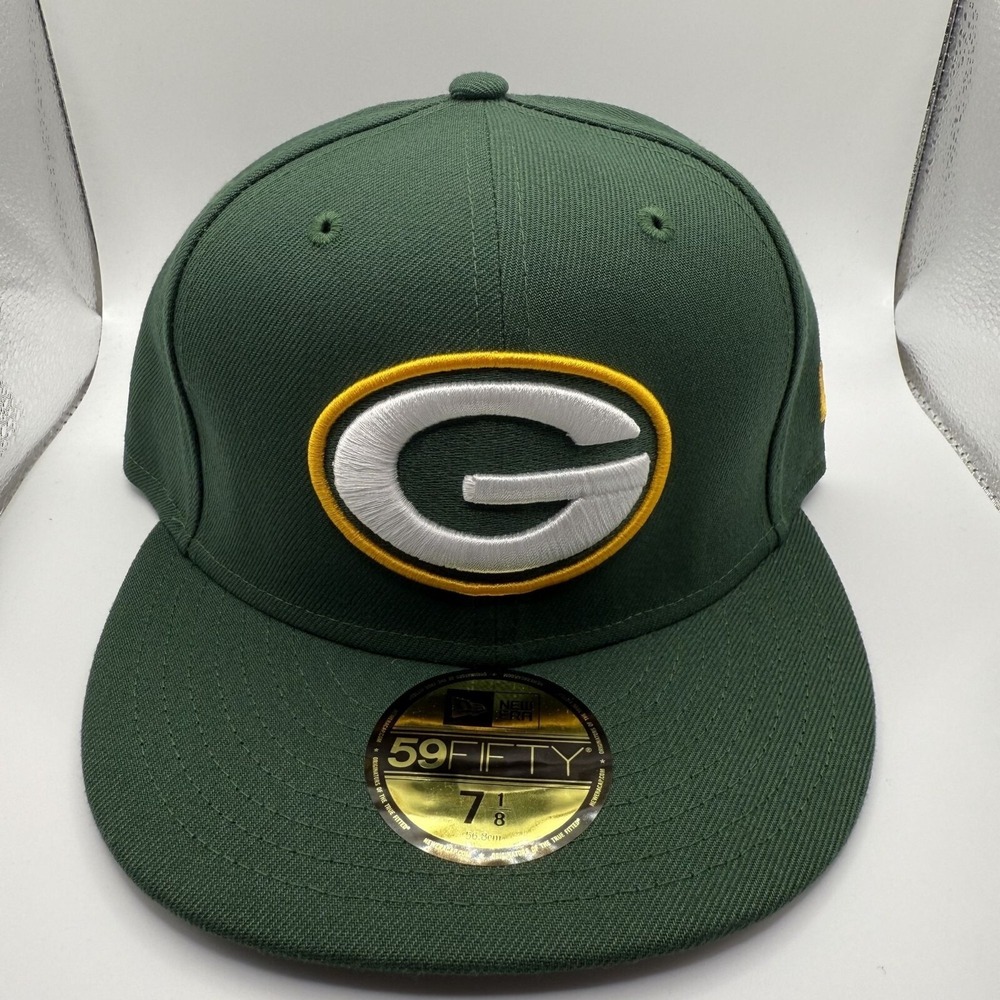 New Era 59Fifty Green Bay Packers Classic Green/Yellow Fitted Hat Size 7 1/8 New